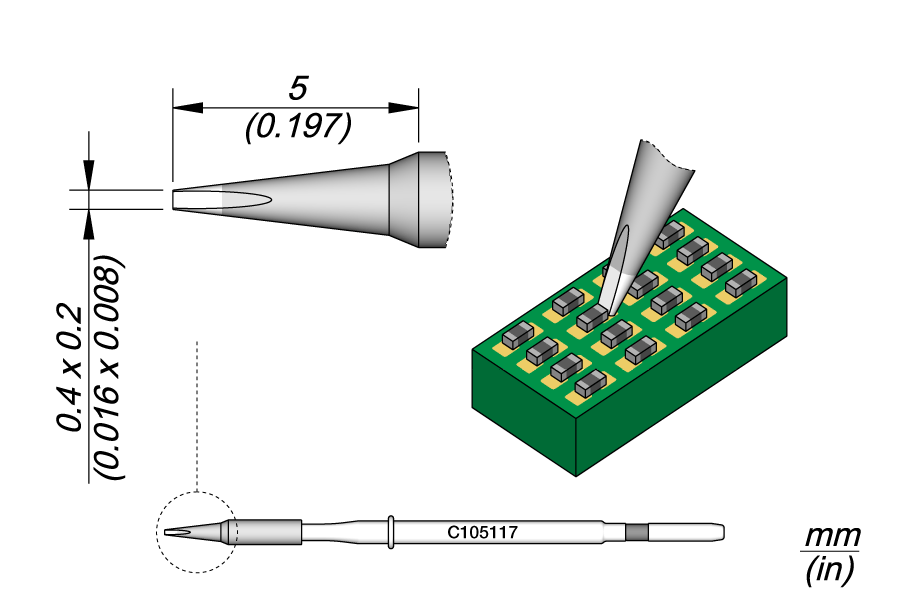 C105117 - Chisel Cartridge 0.4 x 0.2